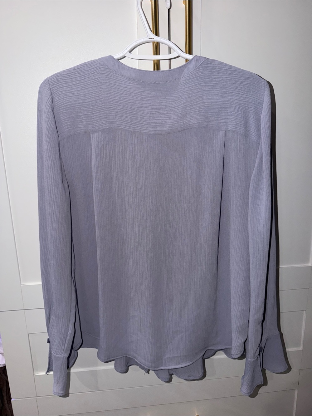 LOFT Lavender Ruffle Front Blouse - Picture 2 of 2